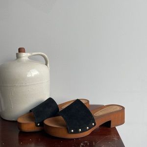 Seychelles Made in Italy Wooden Platform Suede Sandals Size 7